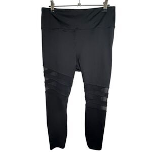 GA Performance Black Athletic Mid-Rise Leggings With Mesh On Knees